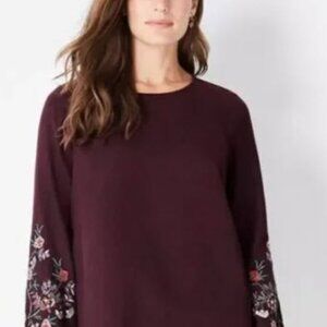 J Jill Plum Embroidered and Beaded Sleeve Blouse.  Plus size 4X